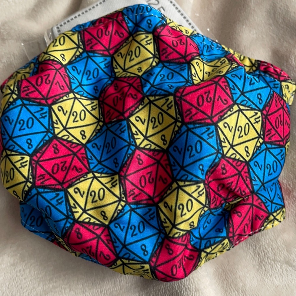 2/$10 New D20 dice face mask